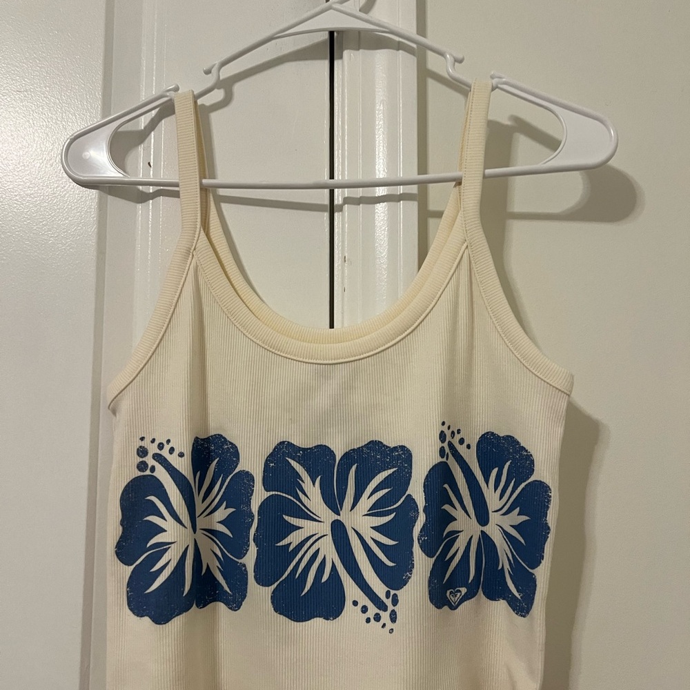Roxy Cream and Blue Floral Camisole